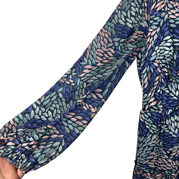 Shoshanna Tiered Embroidered Zanita Multicolor Long Sleeve Midi Dress Size 2 - Picture 13 of 16